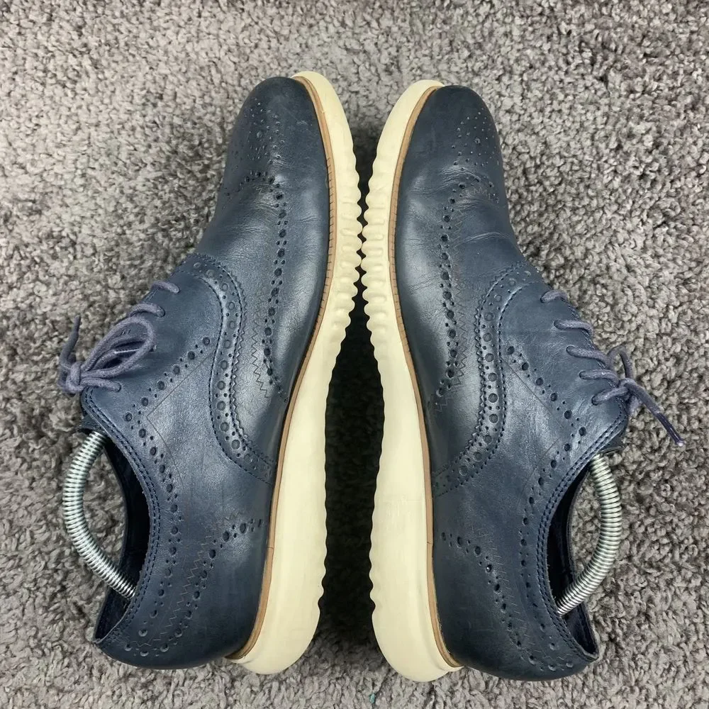 Cole Haan 2.Zerogrand Wing Ox Shoes Men 11 M Navy Leather Ivory Casual